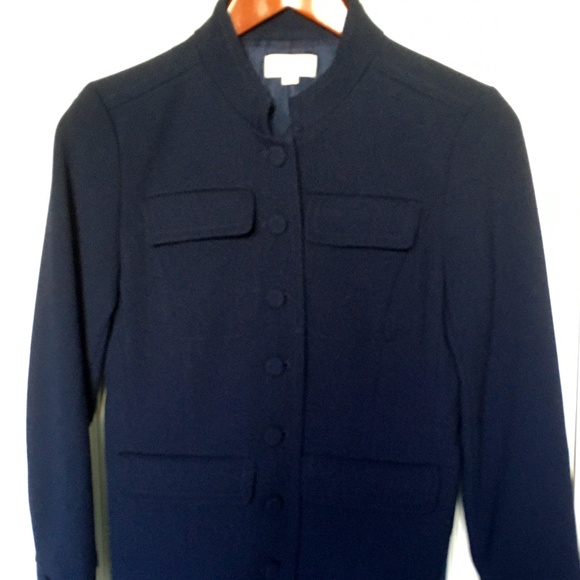 Last Chance: LOFT Navy Military Style Button up Jacket size 0 - Picture 1 of 5